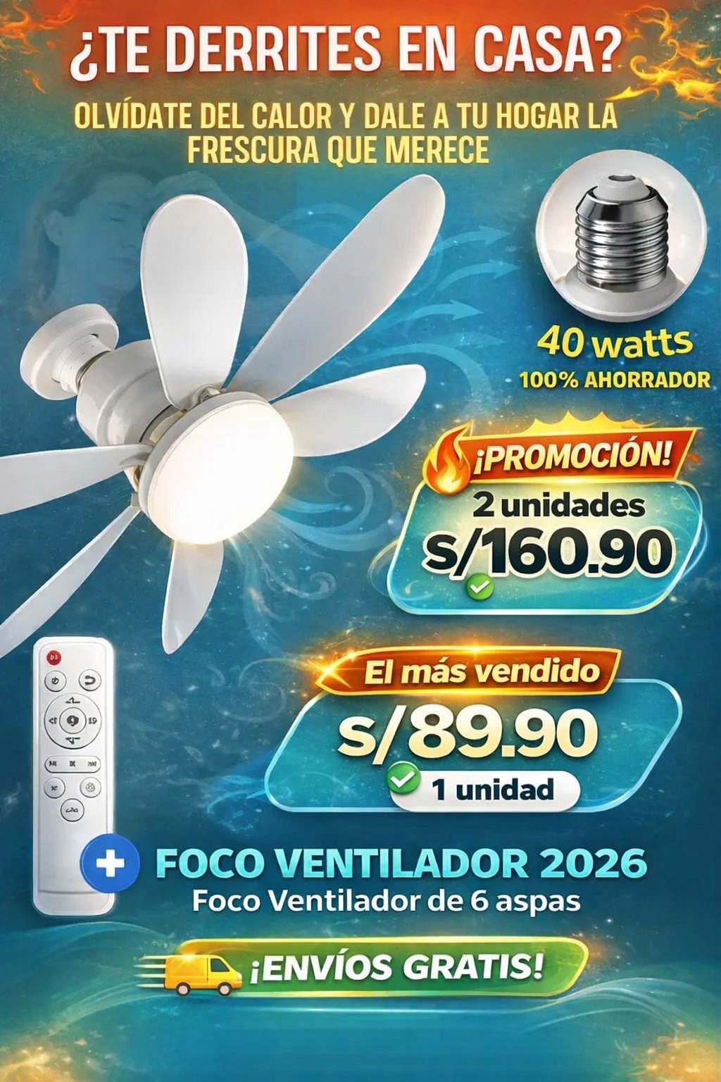 FOCO LED C/VENTILADOR INTELIGENTE - PREMIUM | ENVIO GRATIS